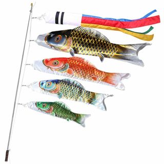 【特価セール】鯉のぼり こいのぼり 金箔 ベランダ用 ミニ 鯉4匹 2m伸縮スタ