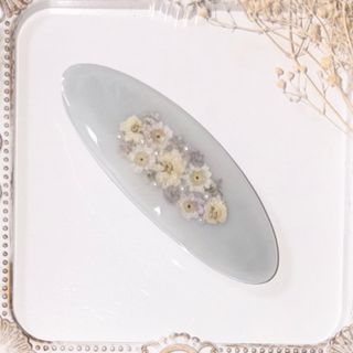 バレッタ　6cm 八重咲コデマリ　そら　レジン