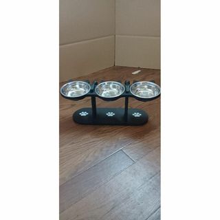 猫用食器台 ステンレス鋼 3つの食器付き(猫)