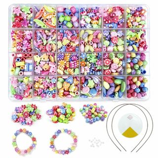 ビーズ おもちゃ DIY アクセサリー ネックレス 女の子 ブレスレット 手芸 (その他)
