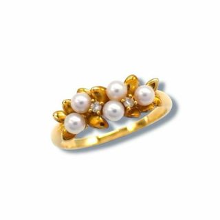 タサキ(TASAKI)のタサキ K18YG パール ダイヤ 0.02ct リング 13号 3782(リング(指輪))