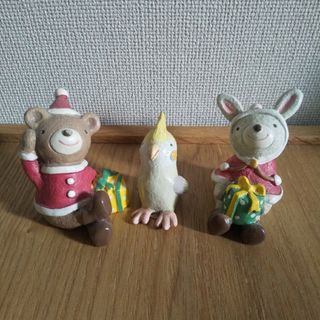 8/9～18発送休み☆ノーティーアニマル ３体セット くま、ウサギ、オカメインコ(置物)