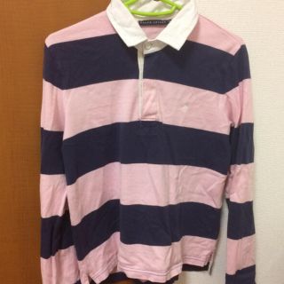 ラルフローレン(Ralph Lauren)のレディース ラルフローレン ラガーシャツ ボーダー ピンク 古着(Tシャツ(長袖/七分))