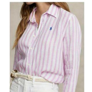 ポロラルフローレン(POLO RALPH LAUREN)の【一度着用】ラルフローレン大人気ストライプリネンシャツサマーシャツ現行品(シャツ/ブラウス(長袖/七分))