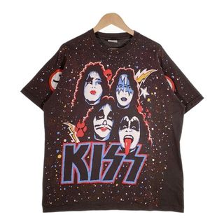 90's KISS ダブルサイド オーバープリント Tシャツ ブラック Hanes ブートレグ Size XL(Tシャツ/カットソー(半袖/袖なし))