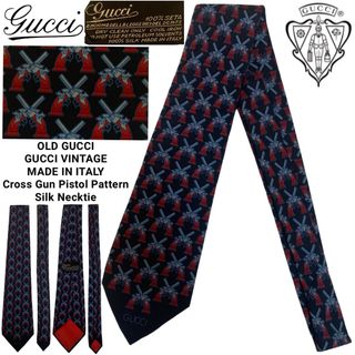 グッチ(GUCCI)のOLD GUCCIグッチ  ITALY製 クロスガン ピストル柄 シルクネクタイ(ネクタイ)