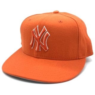 ニューエラ(NEW ERA)の90's New Era ニューエラ MLB ニューヨーク・ヤンキース 59FIFTY ベースボールキャップ オレンジ ウール USA製 Size 7 1/8 (56.8cm)(キャップ)