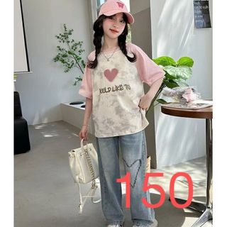 キッズ 子供服 ハート柄 Tシャツ トップス 可愛いtシャツ KUFC022