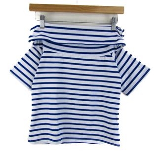 アンドバイピーアンドディ 半袖Ｔシャツ トップス オフショルダー ボーダー柄 レディース 38サイズ 青×白 & by P&D