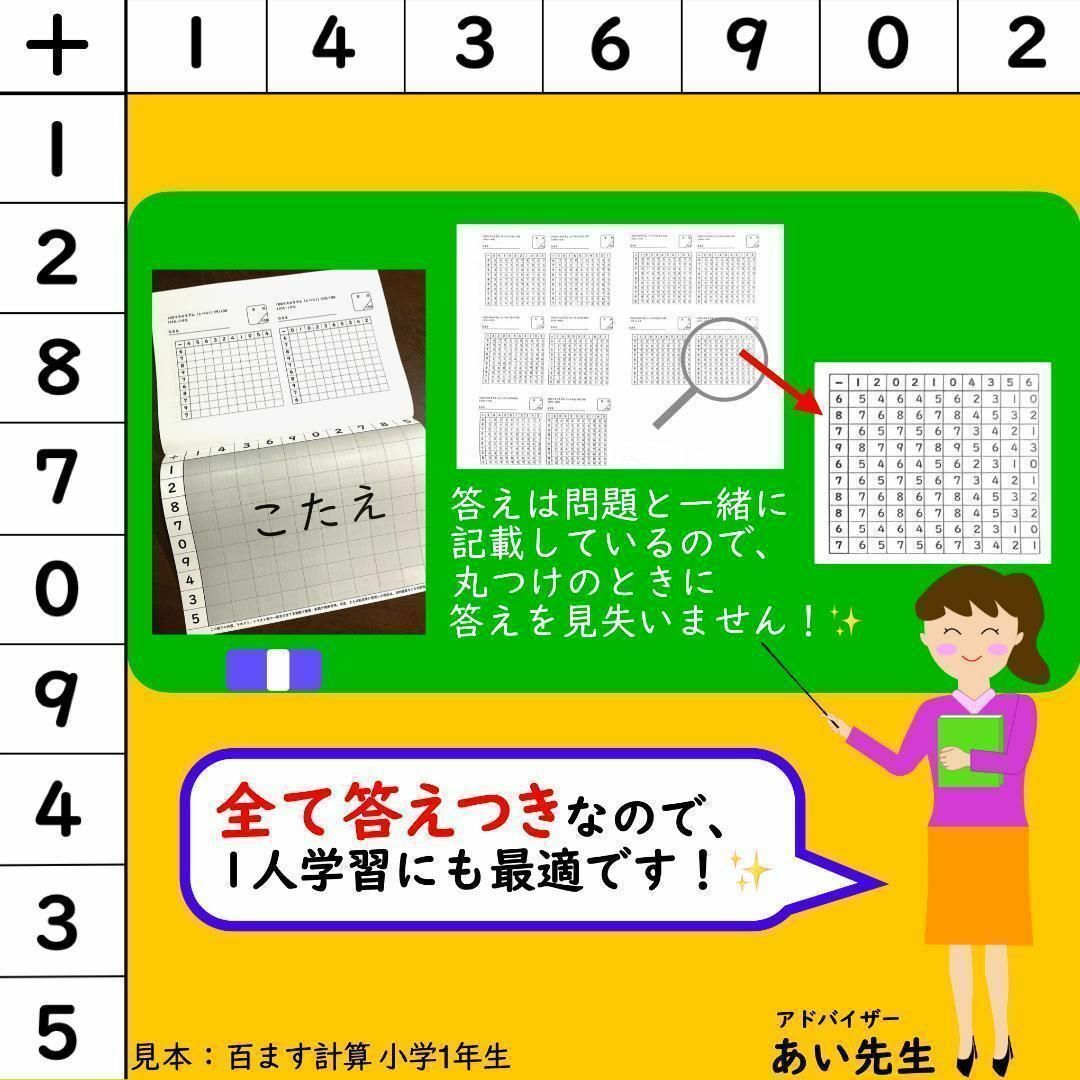 百ます計算 足し算 引き算 1年生 合計100問 100ます計算 計算ドリル エンタメ/ホビーの本(語学/参考書)の商品写真