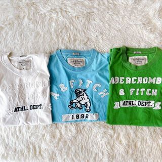 アバクロンビーアンドフィッチ(Abercrombie&Fitch)の廃盤柄3枚組 アバクロンビー&フィッチ Tシャツ 半袖 水色 白 緑 M L(Tシャツ/カットソー(半袖/袖なし))