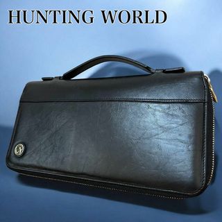 ハンティングワールド(HUNTING WORLD)のハンティングワールド　オーガナイザー　長財布　ラウンドファスナー　レザーブラック(長財布)