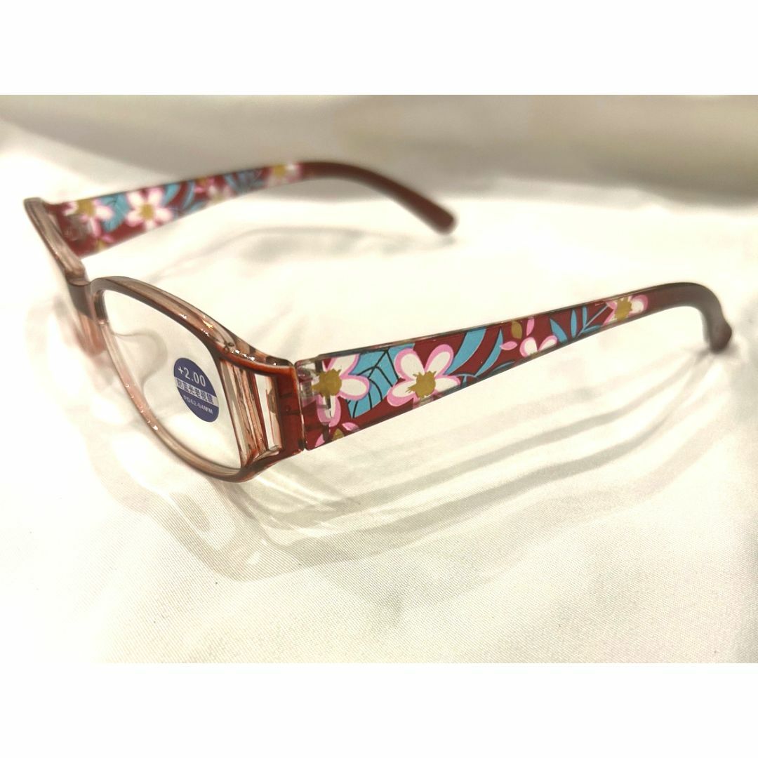 シニアグラス 老眼鏡 +2.0 花柄 レッド 伊達メガネ リーディンググラス レディースのファッション小物(サングラス/メガネ)の商品写真
