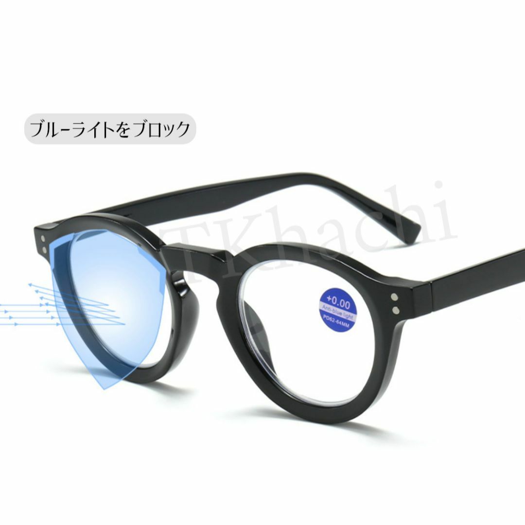 老眼鏡 +1.0 黒縁 丸メガネ ボストン クラシック 伊達メガネ PCメガネ メンズのファッション小物(サングラス/メガネ)の商品写真