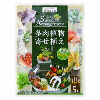 【数量限定】花ごころ 多肉植物寄せ植えの土 水で固まる土「ネルソル」付属 5L(その他)