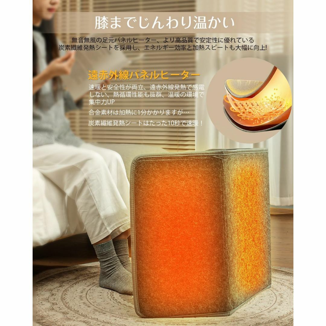 パネルヒーター 多層断熱構造＆高性能炭素素材 足元ヒーター 省エネ設計 スマホ/家電/カメラの冷暖房/空調(電気ヒーター)の商品写真