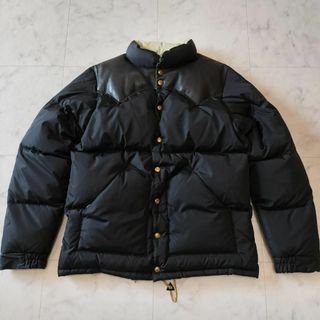 Rocky Mountain Featherbed - ロッキーマウンテン レザーヨークダウンジャケット 40 L ブラック 牛革 本革