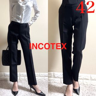 インコテックス(INCOTEX)の美品！インコテックス INCOTEX ストレッチウール　美脚　パンツ　黒　42L(カジュアルパンツ)