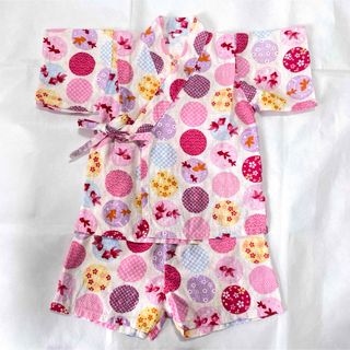 甚平 80cm ピンク系柄　金魚　女の子　子供の浴衣　子供のじんべい