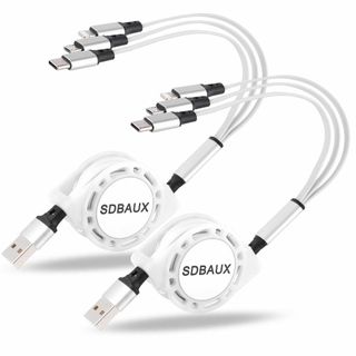充電ケーブル 3in1 充電コード 巻き取り3A急速充電 ライトニングケーブル 