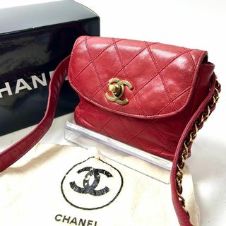 シャネル(CHANEL)のシャネル　マトラッセ　ビコローレ　チェーン　ウエストポーチ　バッグ　赤(ボディバッグ/ウエストポーチ)