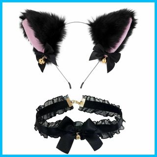 [ZUNNY HJERBOF] 猫耳 カチューシャ 2点セット 鈴付き リボン付(その他)