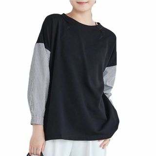 【特価商品】[Eolluka] レディース トップス 長袖 tシャツ ストライプ(その他)