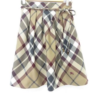 バーバリーブルーレーベル(BURBERRY BLUE LABEL)の未使用 BURBERRY BLUE LABEL バーバリーブルーレーベル ノバチェック柄 スカート サイズ36 ブラウン レディース 古着 中古 USED(ひざ丈スカート)