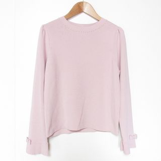 トゥービーシック(TO BE CHIC)の美品 24AW TO BE CHIC トゥービーシック レーヨンナイロン エレガンスニット 長袖 カットソー W5N05441 40 ピンク レディース 古着 中古 USED(ニット/セーター)