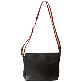 バリー(Bally)の良品 BALLY バリー ストライプストラップ レザー ショルダーバッグ ブラウン メンズ 古着 中古 USED(ショルダーバッグ)