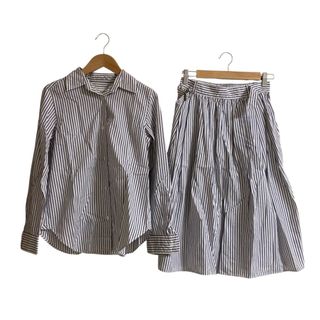 ドゥーズィエムクラス(DEUXIEME CLASSE)の美品 Deuxieme Classe ドゥーズィエムクラス ストライプシャツ スカート 上下セットアップ サイズ36 ブルー レディース 古着 中古 USED(その他)