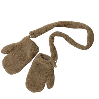 美品 25SS CELERI セルリ ドゥーズィエムクラス取り扱い BOA MITTENS ストラップ付き ボアミトン グローブ 手袋 ベージュ レディース 古着 中古 USED(手袋)