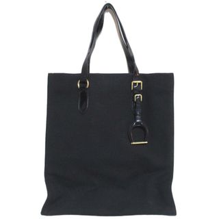 ラルフローレン(Ralph Lauren)の美品 RALPH LAUREN ラルフローレン ラバーハンドル キャンバス トートバッグ ハンドバッグ ブラック レディース 古着 中古 USED(トートバッグ)