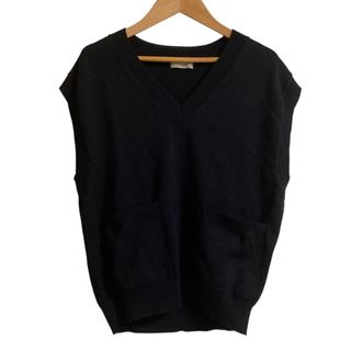 マーガレットハウエル(MARGARET HOWELL)の美品 MARGARET HOWELL マーガレットハウエル POCKET SLIPOVER Vネック プルオーバー ベスト サイズ2 ネイビー レディース 古着 中古 USED(ベスト/ジレ)