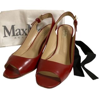 マックスマーラ(Max Mara)の美品 Max Mara マックスマーラ オープントゥ スリングバック ハイヒール サンダル 37 約24cm レッド レディース 古着 中古 USED(サンダル)
