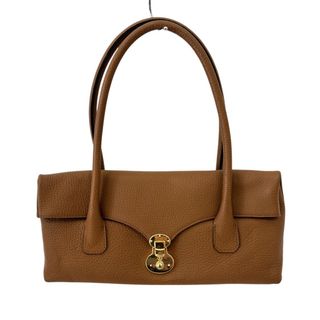 エーディーエムジェー(A.D.M.J.)の美品 ADMJ エーディーエムジェイ レザーハンドバッグ キャメル×ゴールドカラー金具 レディース 古着 中古 USED(ハンドバッグ)