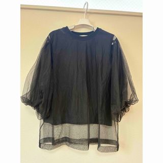 大きいサイズ　シースルー  バルーン袖　カットソー(カットソー(半袖/袖なし))