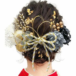 JZOON 成人式 髪飾り ヘアアクセサリー アジサイ テールリード ソーラーロ(その他)