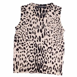 ドルチェアンドガッバーナ(DOLCE&GABBANA)の美品 ドルチェ&ガッバーナ DOLCE&GABBANA ニット セーター ノースリーブ 総柄 ウール レディース 36(S相当) ベージュ(ニット/セーター)