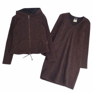 ヴェルサーチ(VERSACE)のVintage ヴェルサーチ VERSACE JEANS COUTURE セットアップ ワンピーススーツ ジャージー パーカー ワンピース ブラウン(スーツ)