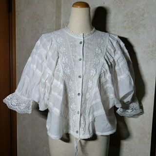 ❤洋服屋❤コットンレースバルーンスリーブボレロブラウス/ボリューム袖カーディガン(ボレロ)