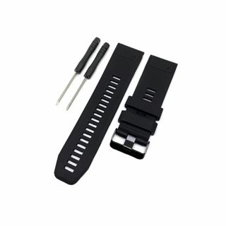 [wumio] Garmin fenix 互換 交換バンド 26mm 黒 シリコ(その他)