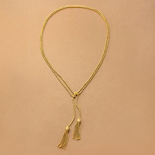 クリームドット(Cream dot)の【ゆうパケット送料無料】 ステンレス製 ネックレス 金属アレルギー つけっぱなし サージカルステンレス レディース ロングネックレス ボールチェーン アレンジ 2way メタルボール フリンジ ラリエット 大人 ゴールド シルバー ワンサイズ(ネックレス)
