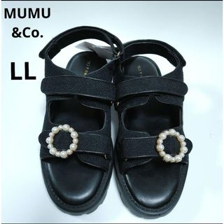 シマムラ(しまむら)のMUMU&Co.パールバックル ツイード サンダル しまむらコラボ　LL(サンダル)