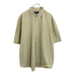 RALPH LAUREN ラルフローレン ボタンダウン 半袖シャツ 大きいサイズ ベージュ(メンズ 3X BIG)中古 古着 U8538(シャツ)