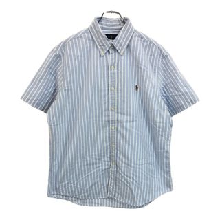 RALPH LAUREN ラルフローレン ボタンダウン 半袖シャツ ストライプ ライトブルー(メンズ L)中古 古着 U8540(シャツ)