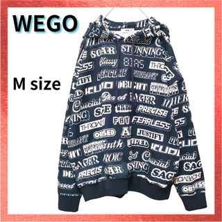 ウィゴー(WEGO)の【美品】WEGO プルパーカー ビッグシルエット 総柄 オーバーサイズ ブラック(パーカー)