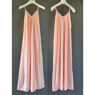 ヴィンテージ(VINTAGE)のアンティーク ビンテージ 70s USA ピンク ロングワンピース ドレス 美品(ロングワンピース/マキシワンピース)
