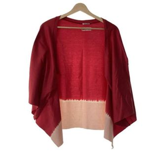 ソウソウ(SOU・SOU)のSOU・SOU(ソウソウ) カーディガン レディース美品  - レッド×ライトピンク×アイボリー 長袖/たばた絞り(カーディガン)