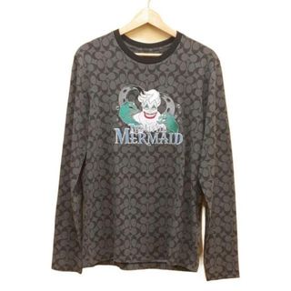 コーチ(COACH)のCOACH(コーチ) 長袖Tシャツ メンズ美品  - ダークグレー×黒×マルチ シグネチャー柄/Disney/THE LITTLE MERMAID(Tシャツ/カットソー(七分/長袖))
